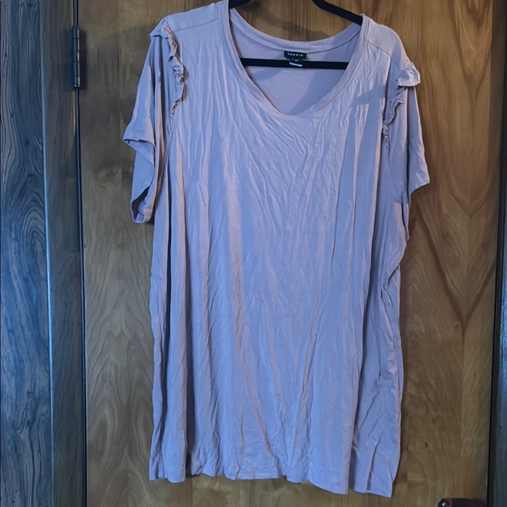 Lavender V-Neck Ruffle Sleeve Top